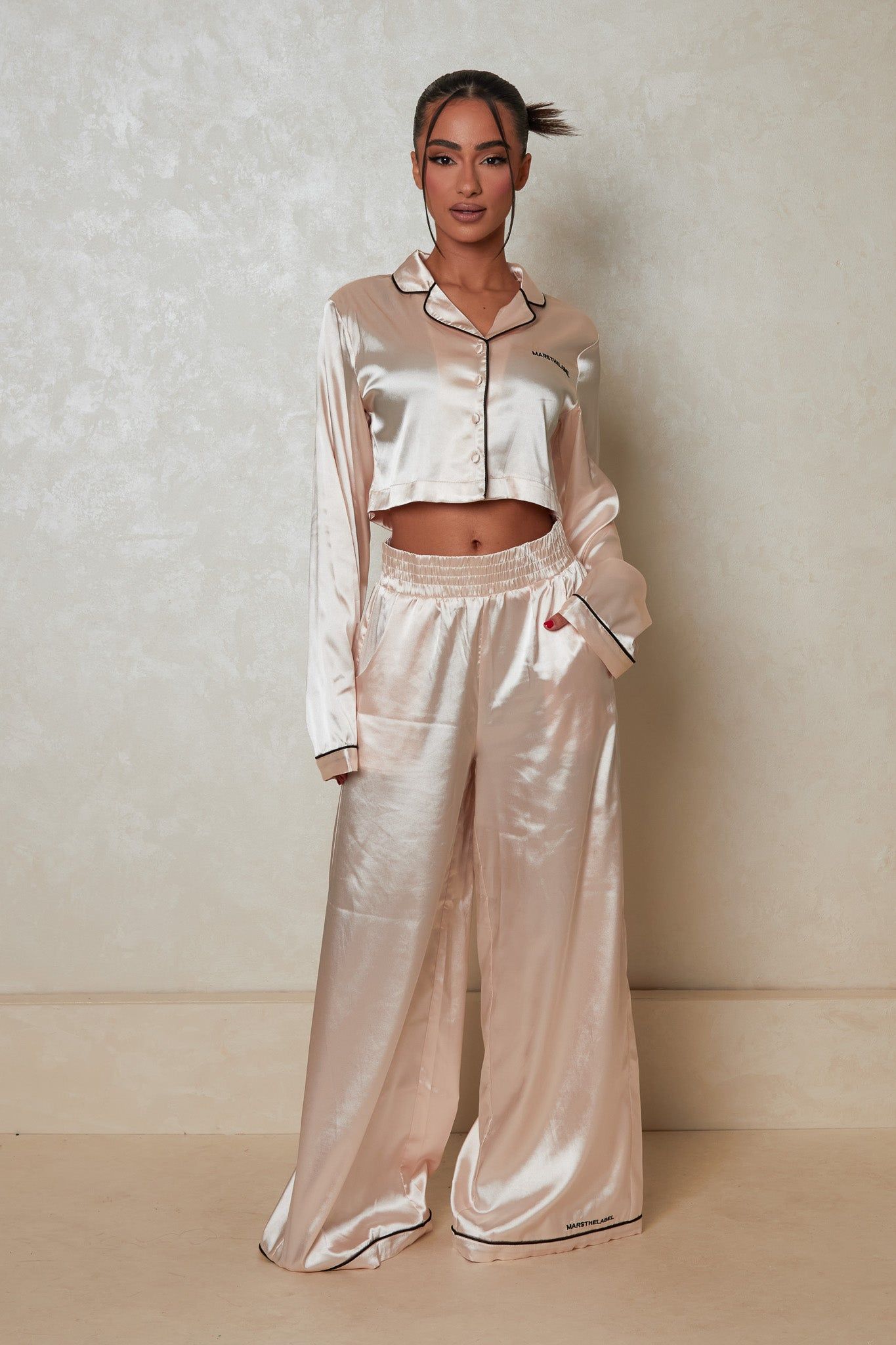 The Satin Pyjama Set- Champagne sold by MARS THE LABEL product image thumbnail 3