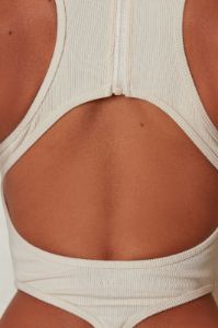The Signature Racerback Bodysuit - Cream sold by MARS THE LABEL