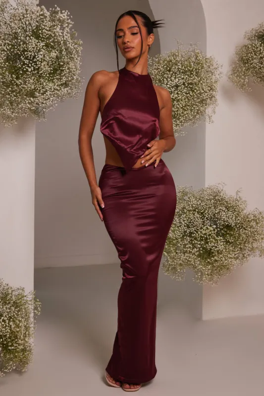 The backless satin set - Wine sold by MARS THE LABEL