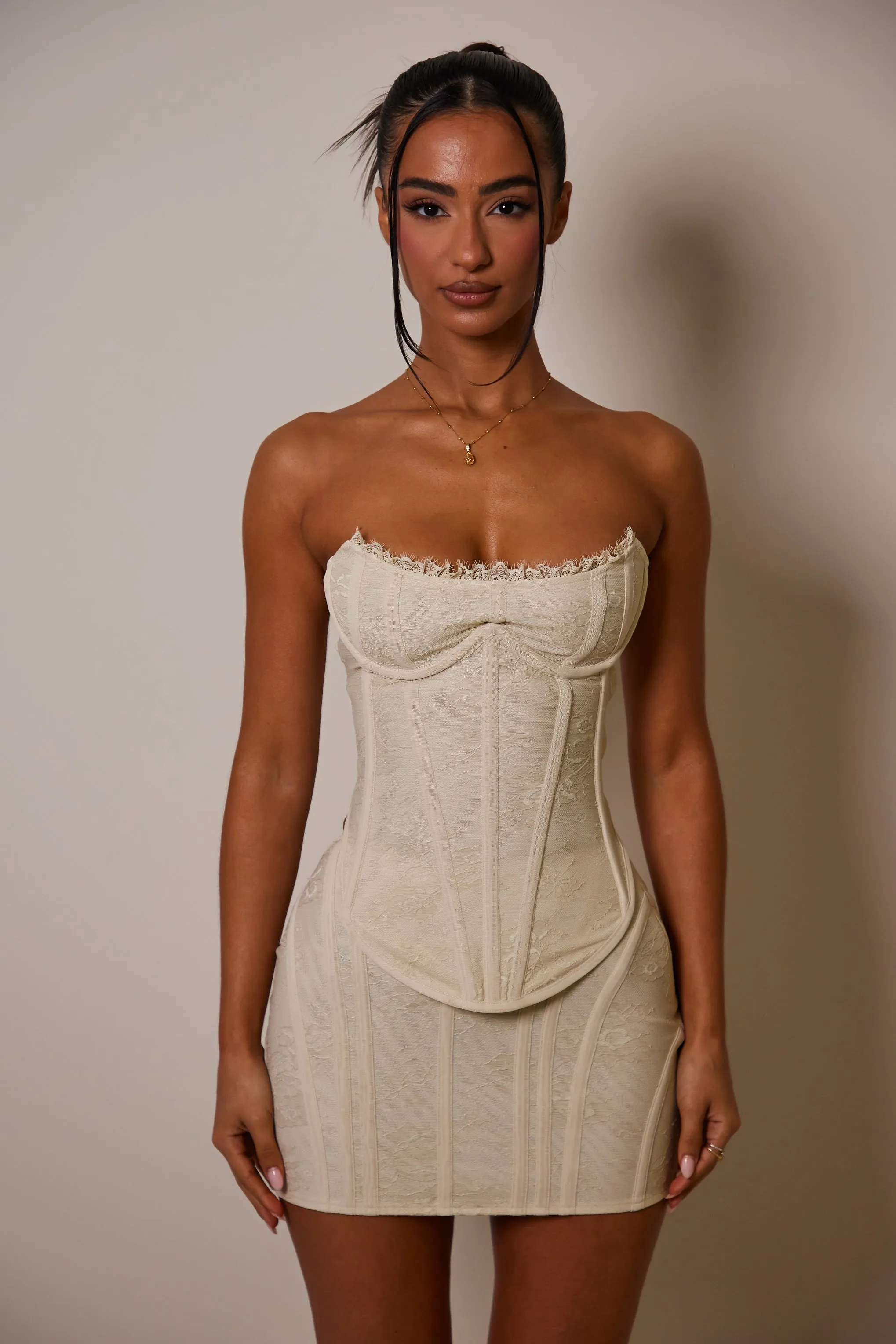 The Lace trim panel set- Cream sold by MARS THE LABEL