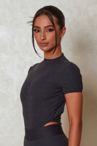 The Signature Short Sleeve Bodysuit - Charcoal sold by MARS THE LABEL