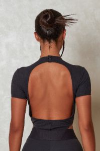 The Signature Short Sleeve Bodysuit - Charcoal sold by MARS THE LABEL