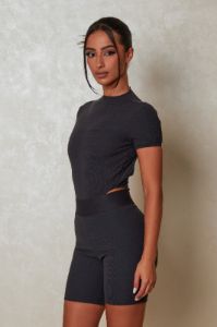 The Signature Short Sleeve Bodysuit - Charcoal sold by MARS THE LABEL