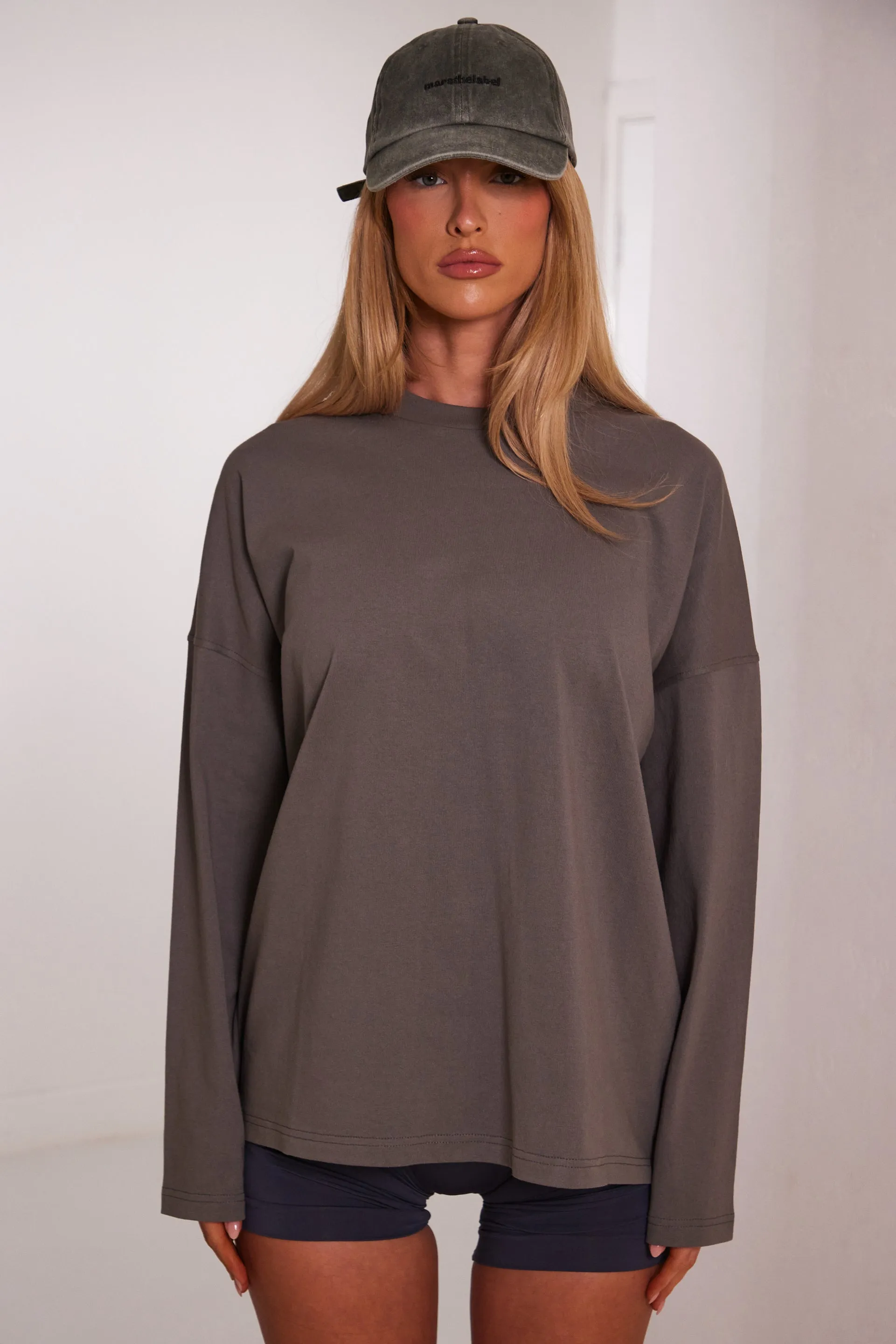 The long sleeve oversized tee - Charcoal sold by MARS THE LABEL