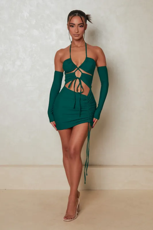 Forest Green Ruched Mini sold by MARS THE LABEL