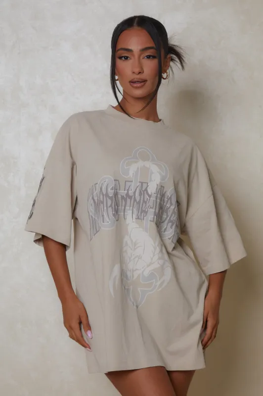Life On Mars Oversized Scorpion Tee - Stone sold by MARS THE LABEL