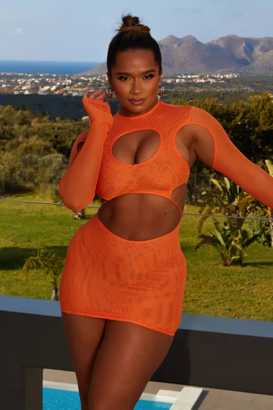 The cut out mesh mini- Orange sold by MARS THE LABEL