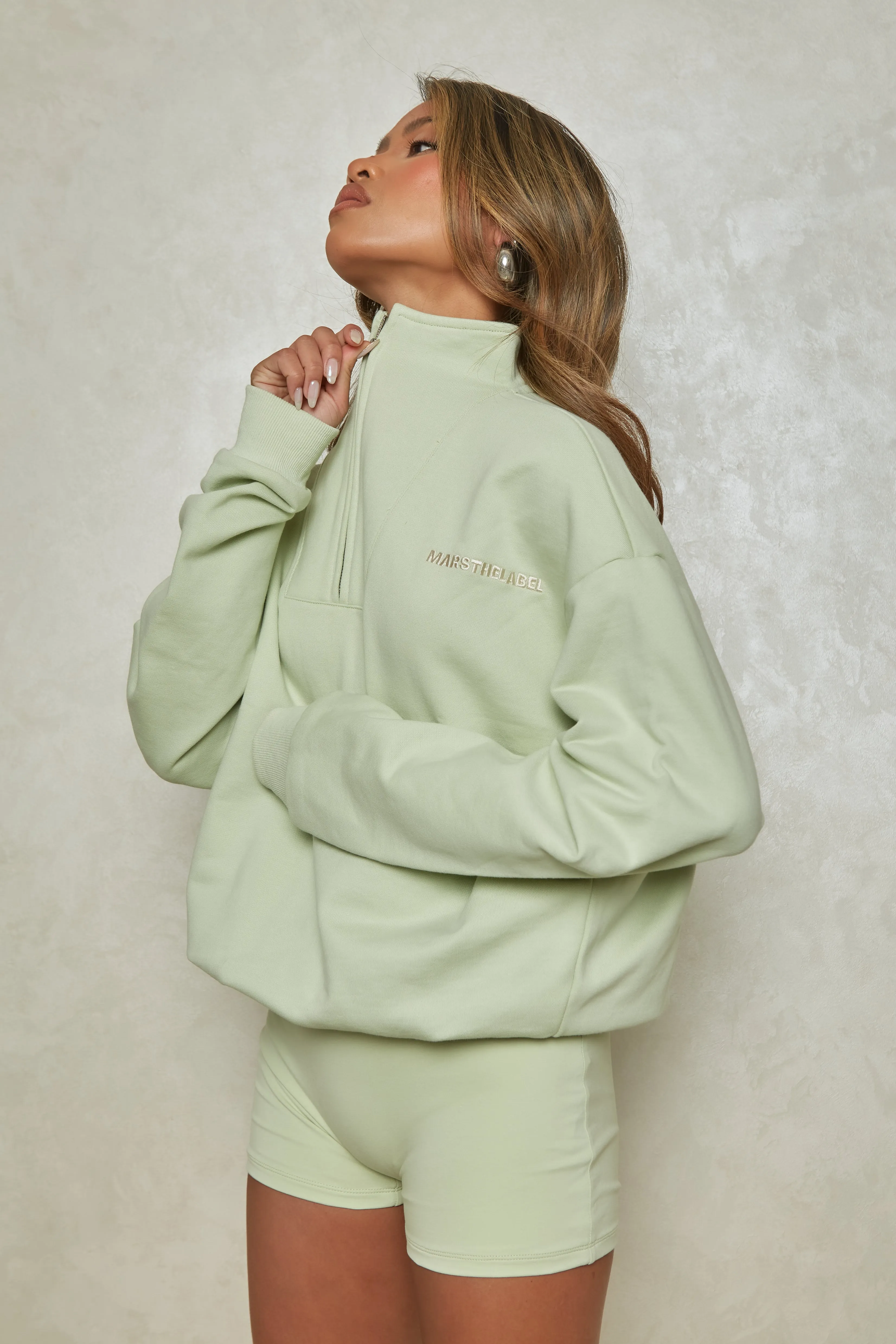 The Essentials Quarter Zip - Sage sold by MARS THE LABEL