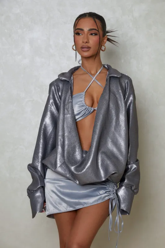 The Sequin Draper Dress - Grey sold by MARS THE LABEL