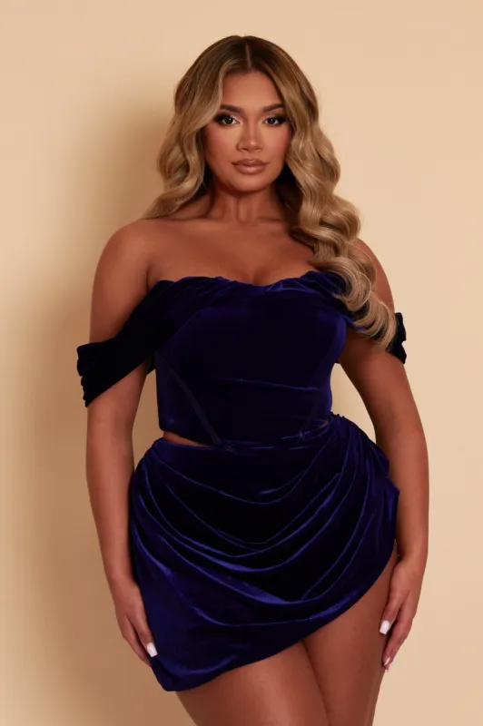 Velvet Velour Skirt - Midnight Blue sold by MARS THE LABEL