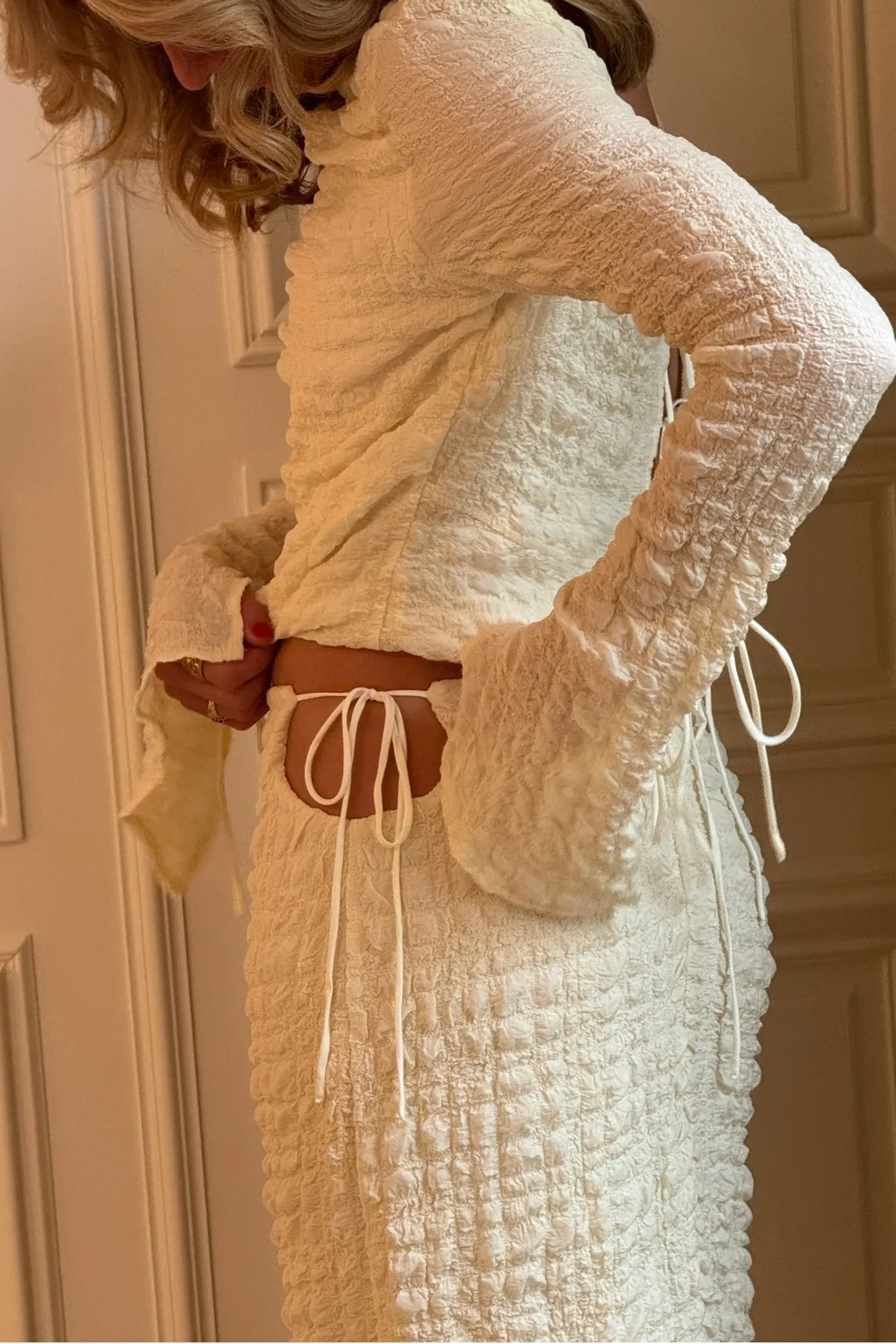 Nessa Bubble Maxi Skirt — Buttercream sold by YLLW product image thumbnail 3