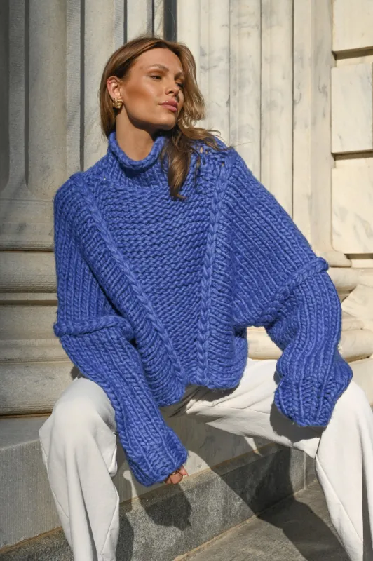 Jessa Chunky Sweater — Blue sold by YLLW