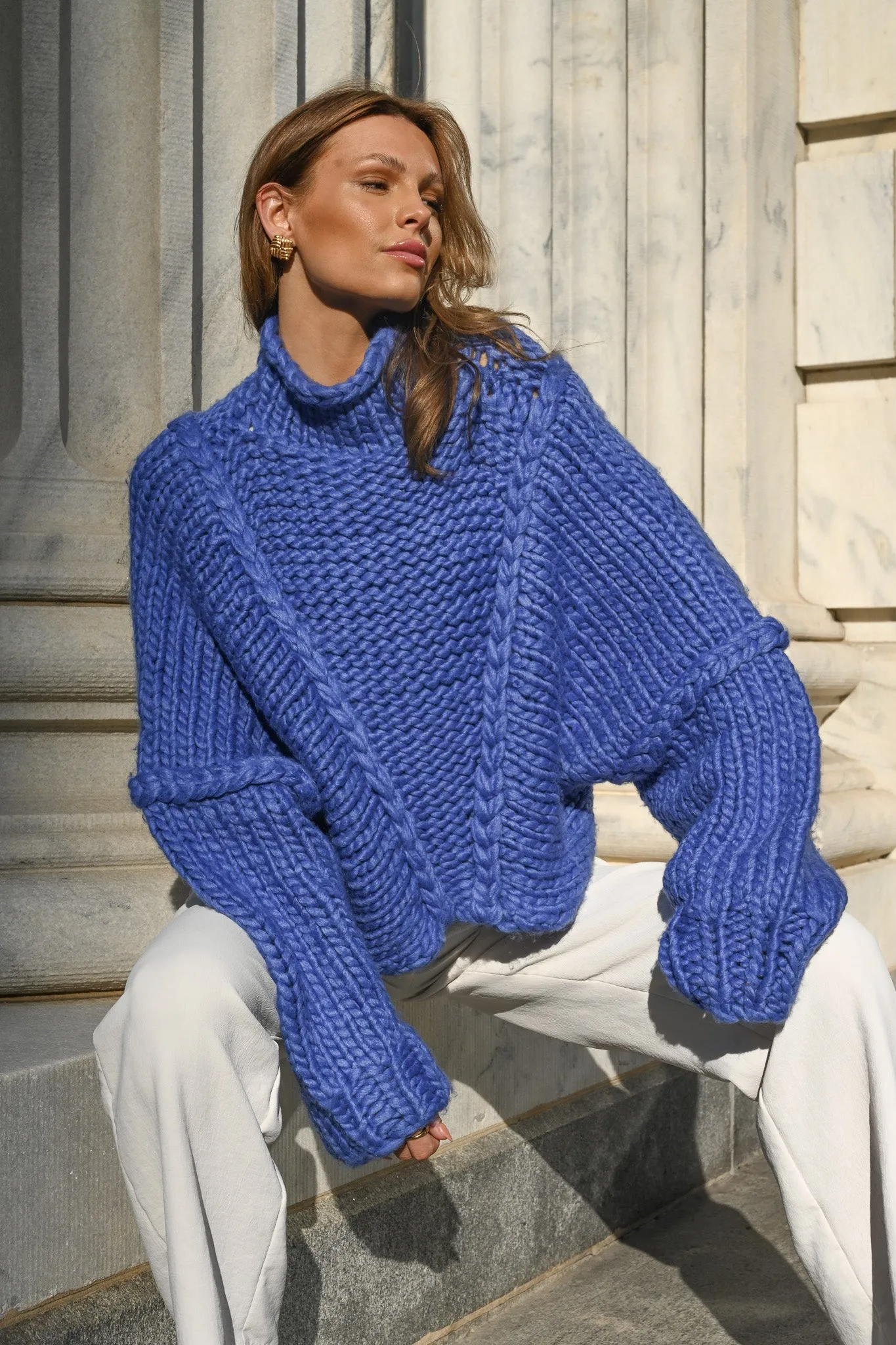 Jessa Chunky Sweater — Blue sold by YLLW