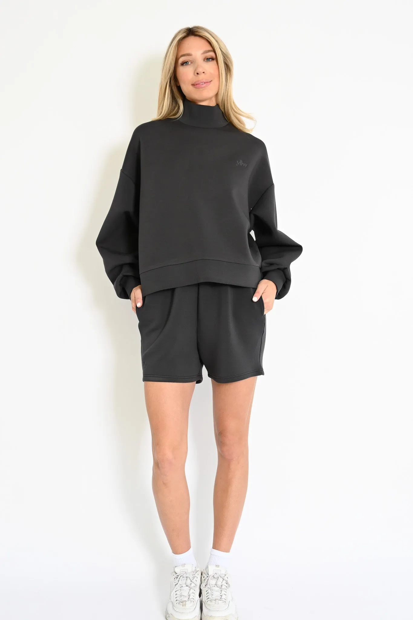 Maya Knit Neoprene Pullover — Charcoal sold by YLLW