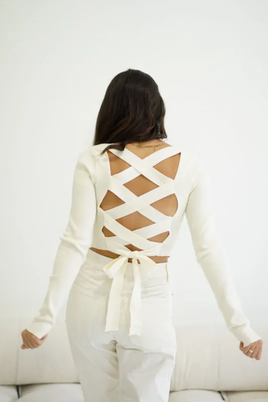 Cross Your Heart Long Sleeve — Cream sold by YLLW