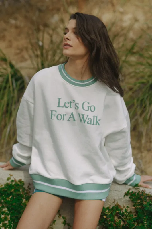 Let’s Go For A Walk Oversized Sweatshirt — Sage sold by YLLW