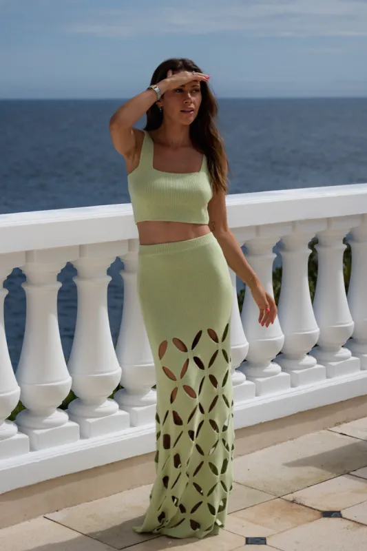 Adina Knit Skirt Set — Pea Green sold by YLLW