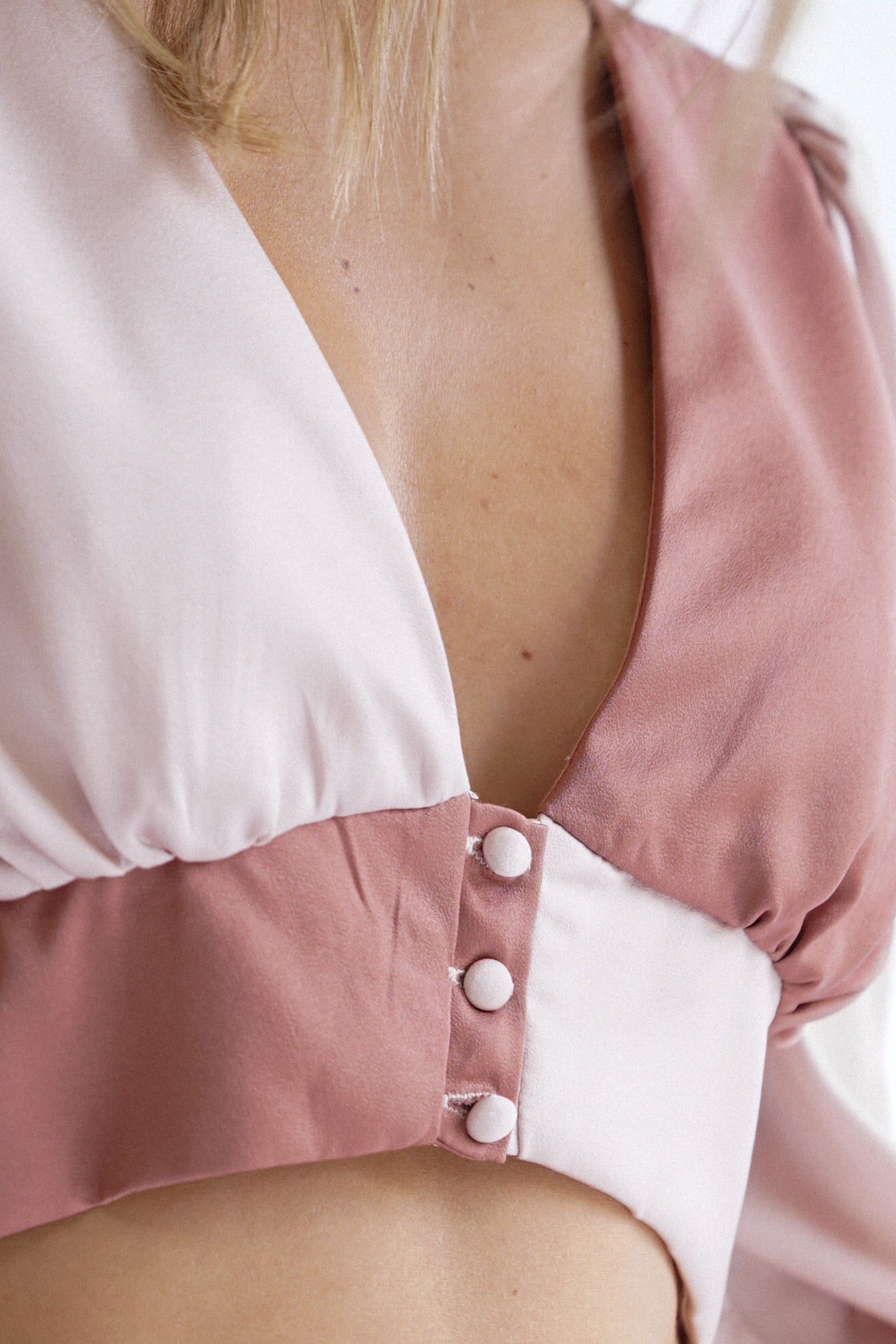 Carly Long Sleeve Colorblock Crop — Dusty Rose sold by YLLW product image thumbnail 3