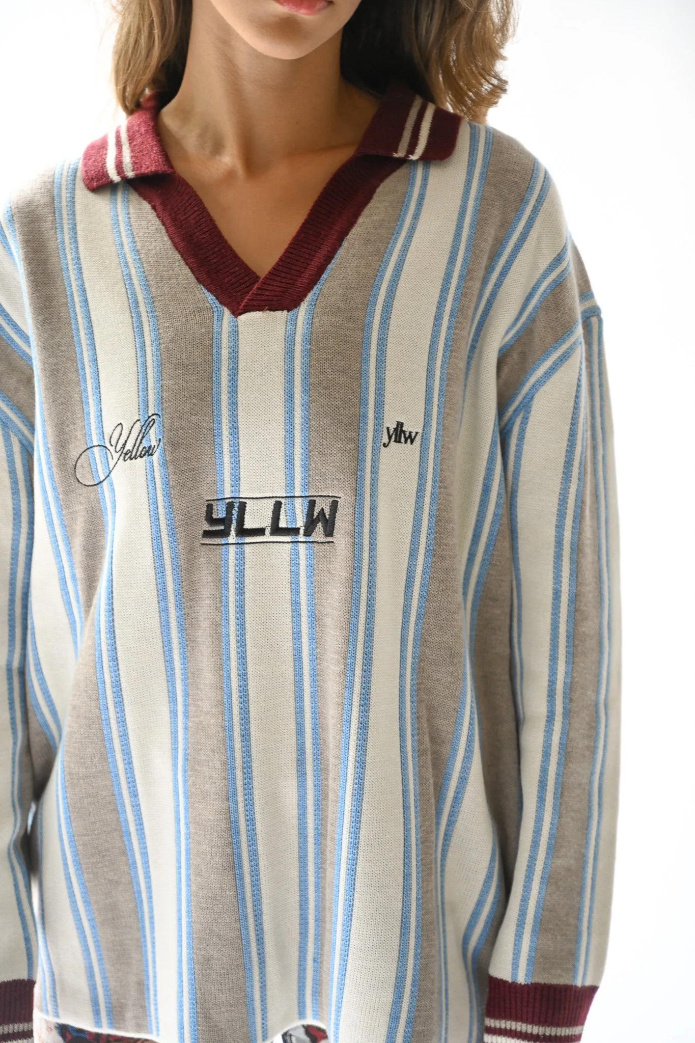 Racer Oversized Knit — Neutral Stripe sold by YLLW product image thumbnail 3