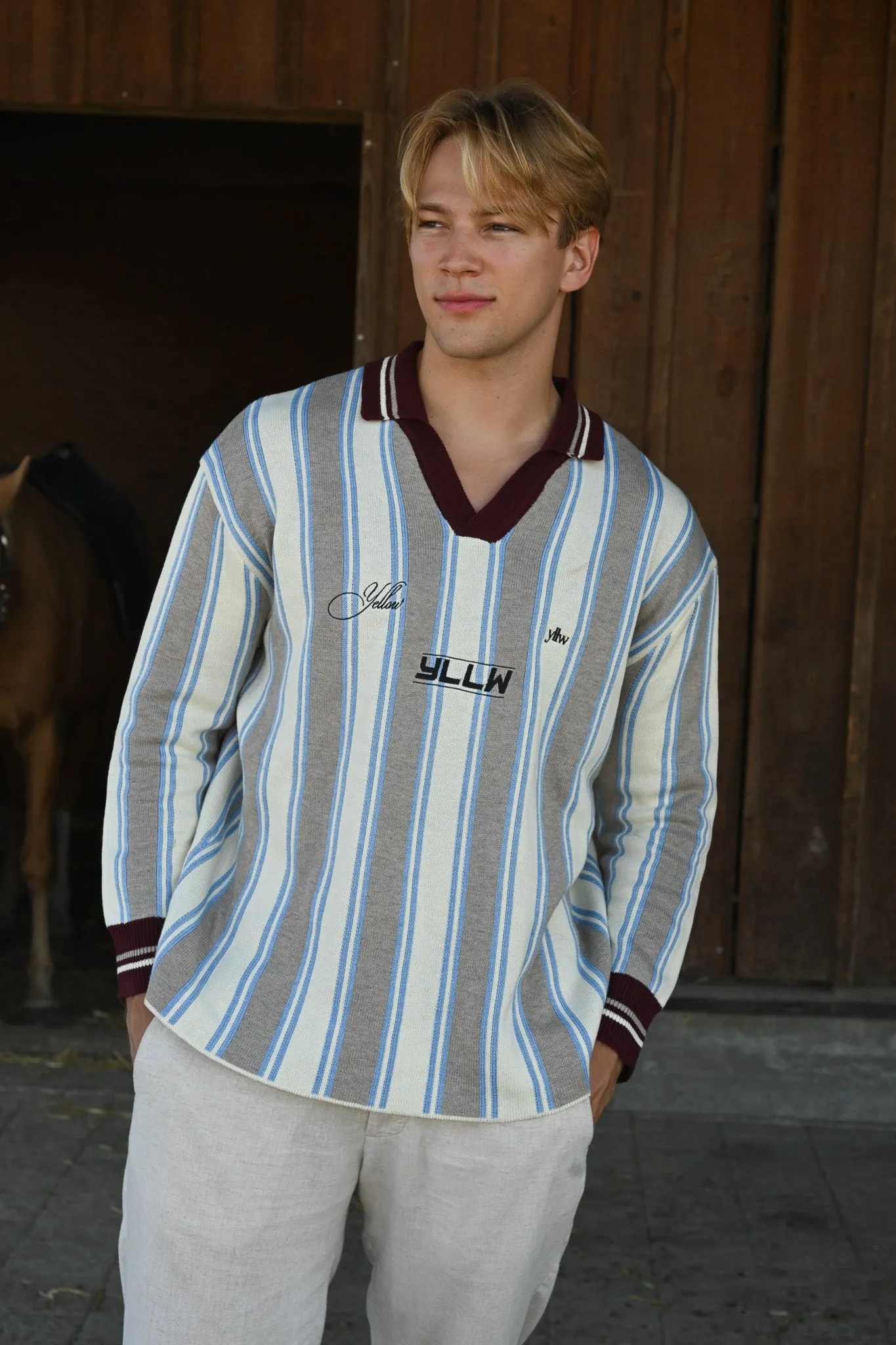 Racer Oversized Knit — Neutral Stripe sold by YLLW product image thumbnail 2