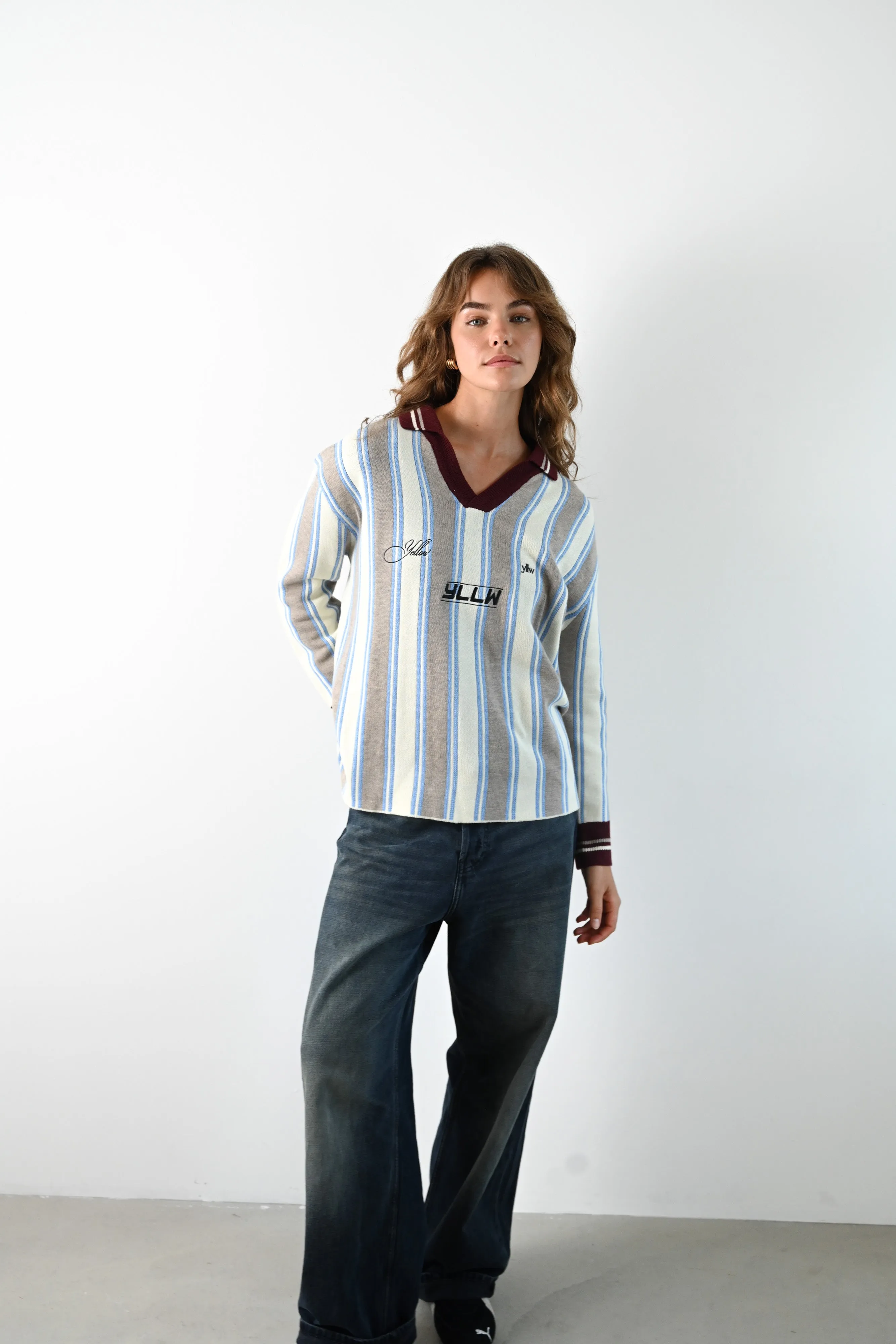 Racer Oversized Knit — Neutral Stripe sold by YLLW product image thumbnail 5