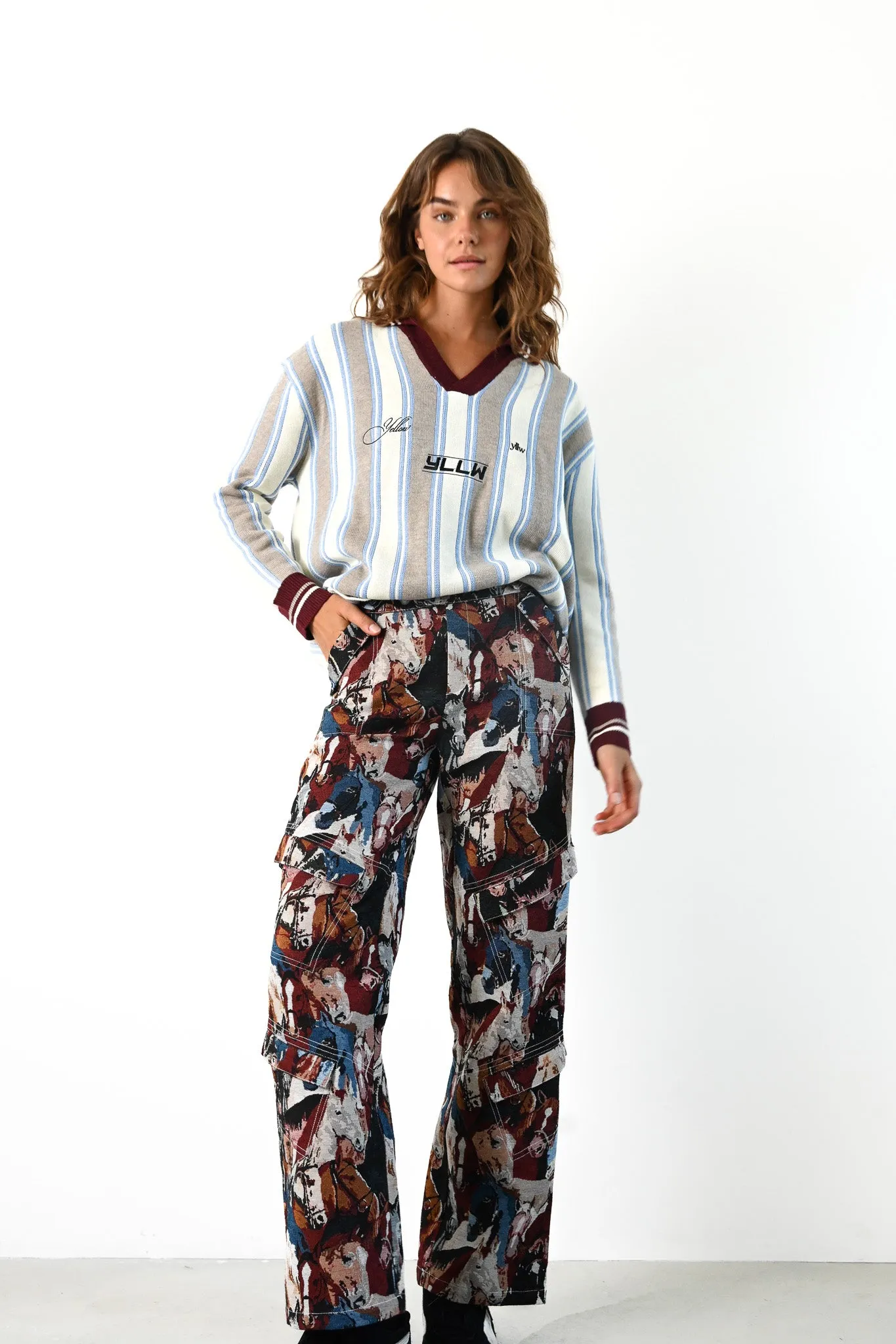 Racer Oversized Knit — Neutral Stripe sold by YLLW product image thumbnail 4