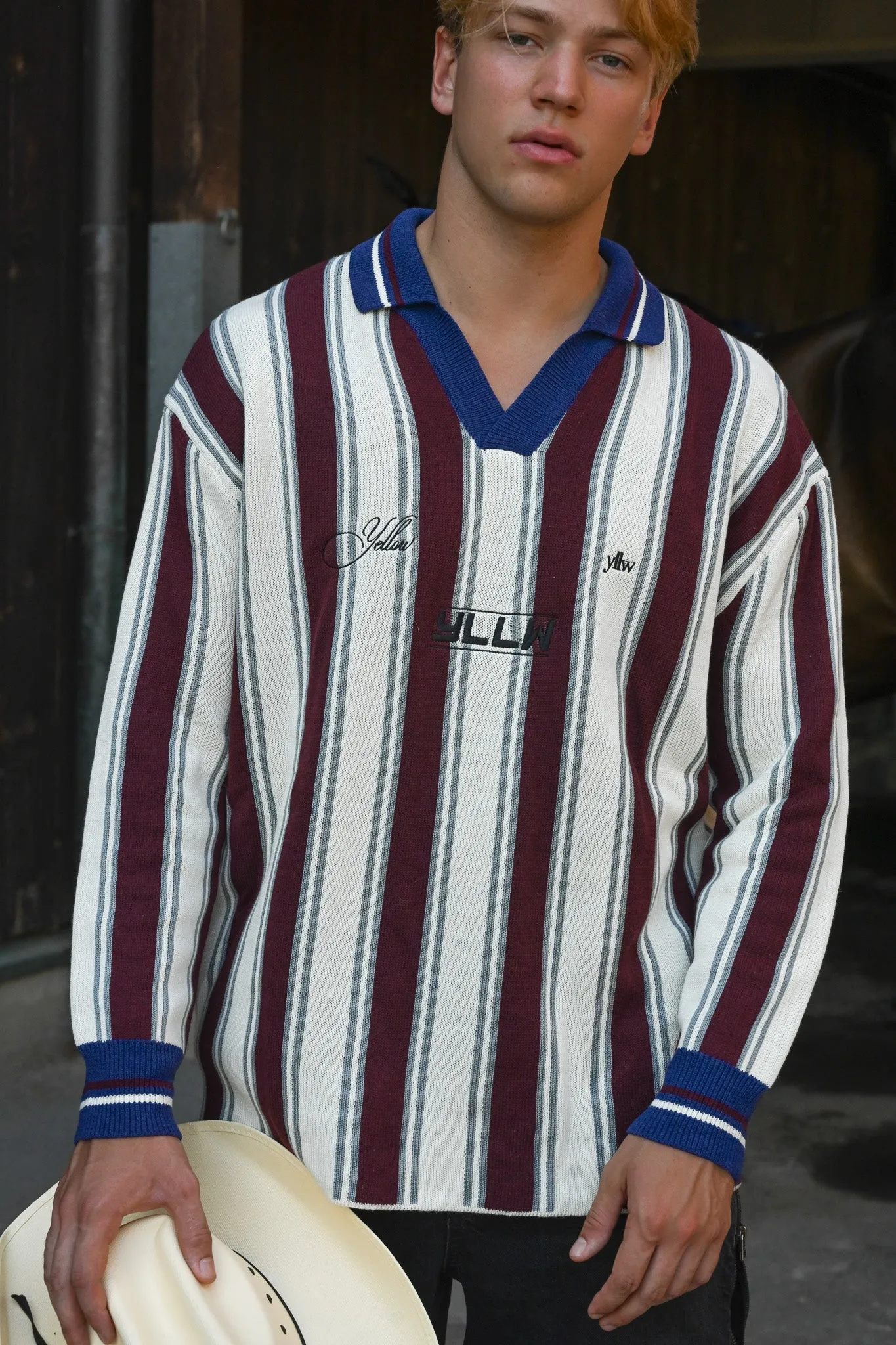 Racer Oversized Knit — Burgundy Stripe sold by YLLW product image thumbnail 5