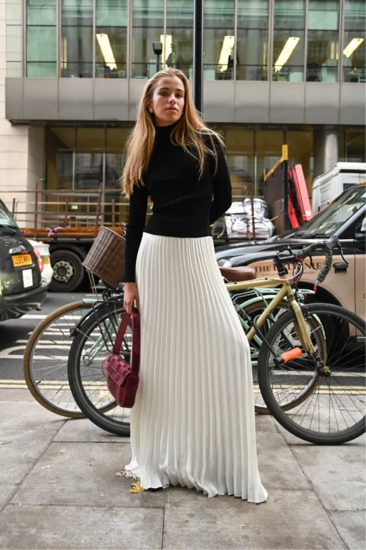 Aziel Pleated Dress — Black/White sold by YLLW