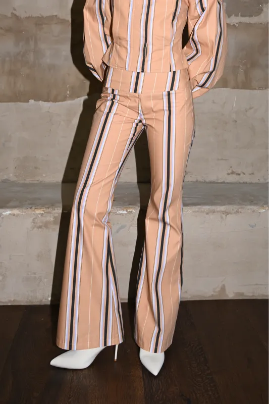 Tilly Cotton Trouser — Camel Striped sold by YLLW