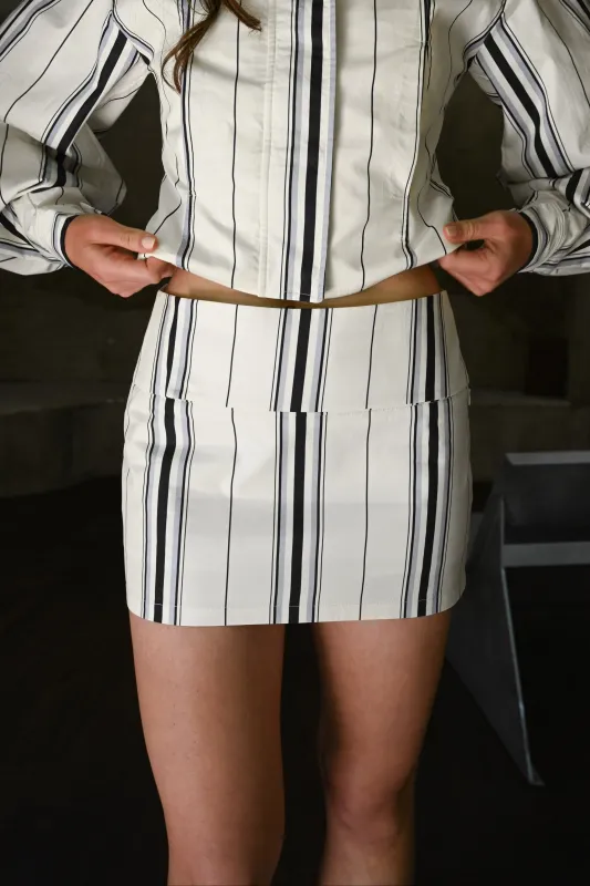 Owen Cotton Skort — Offwhite Striped sold by YLLW