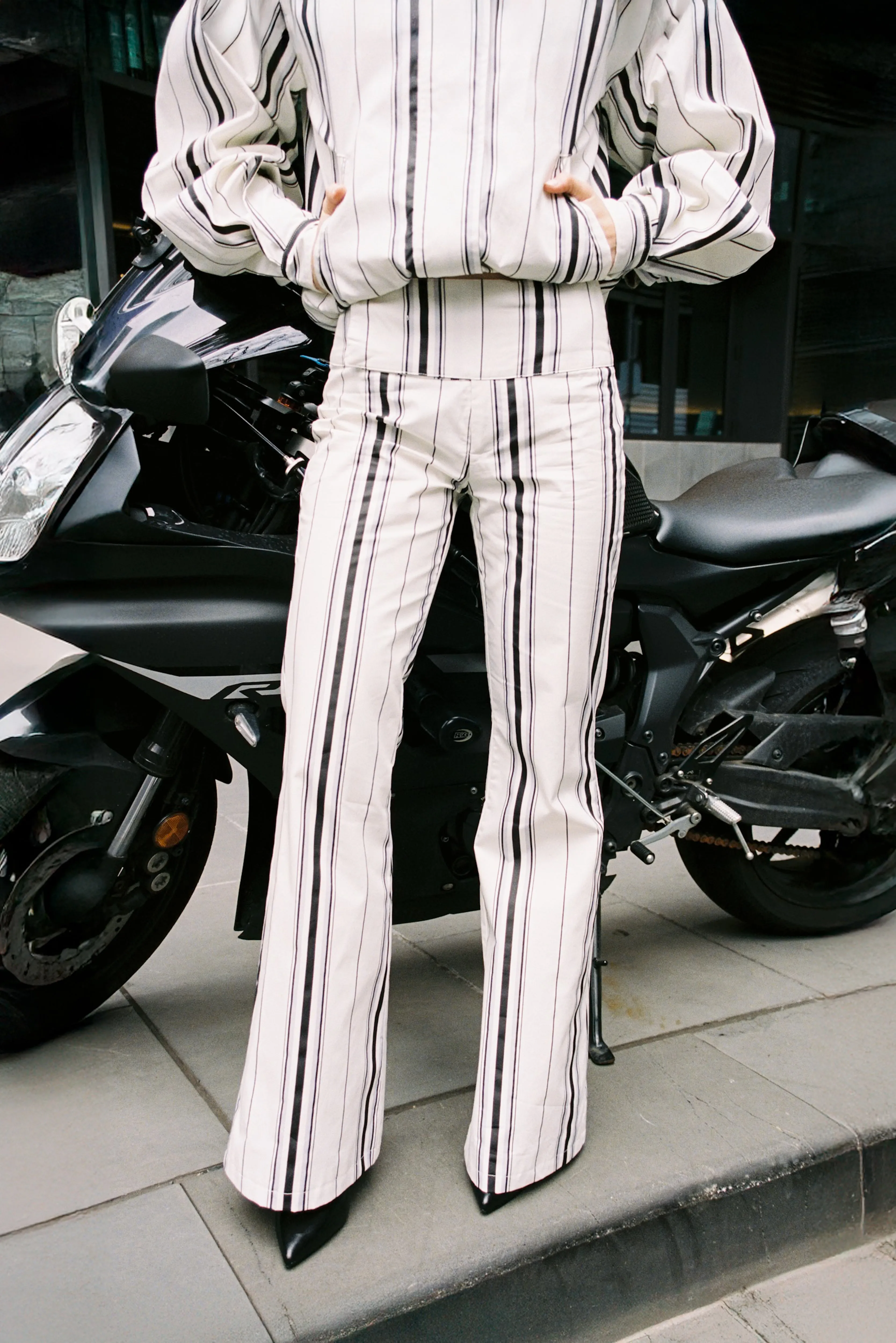 Tilly Cotton Trouser — Offwhite Striped sold by YLLW product image thumbnail 2