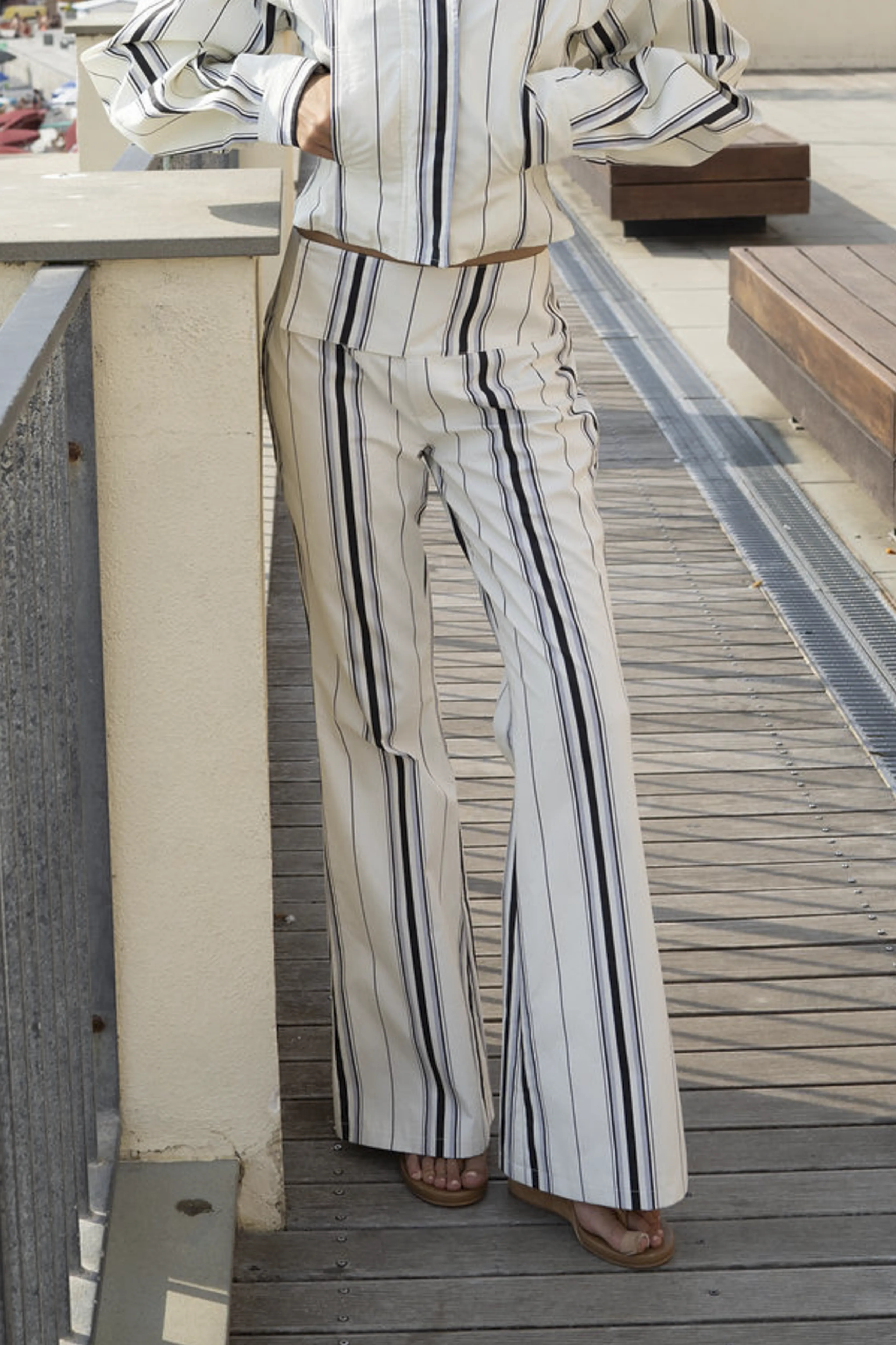 Tilly Cotton Trouser — Offwhite Striped sold by YLLW product image thumbnail 4