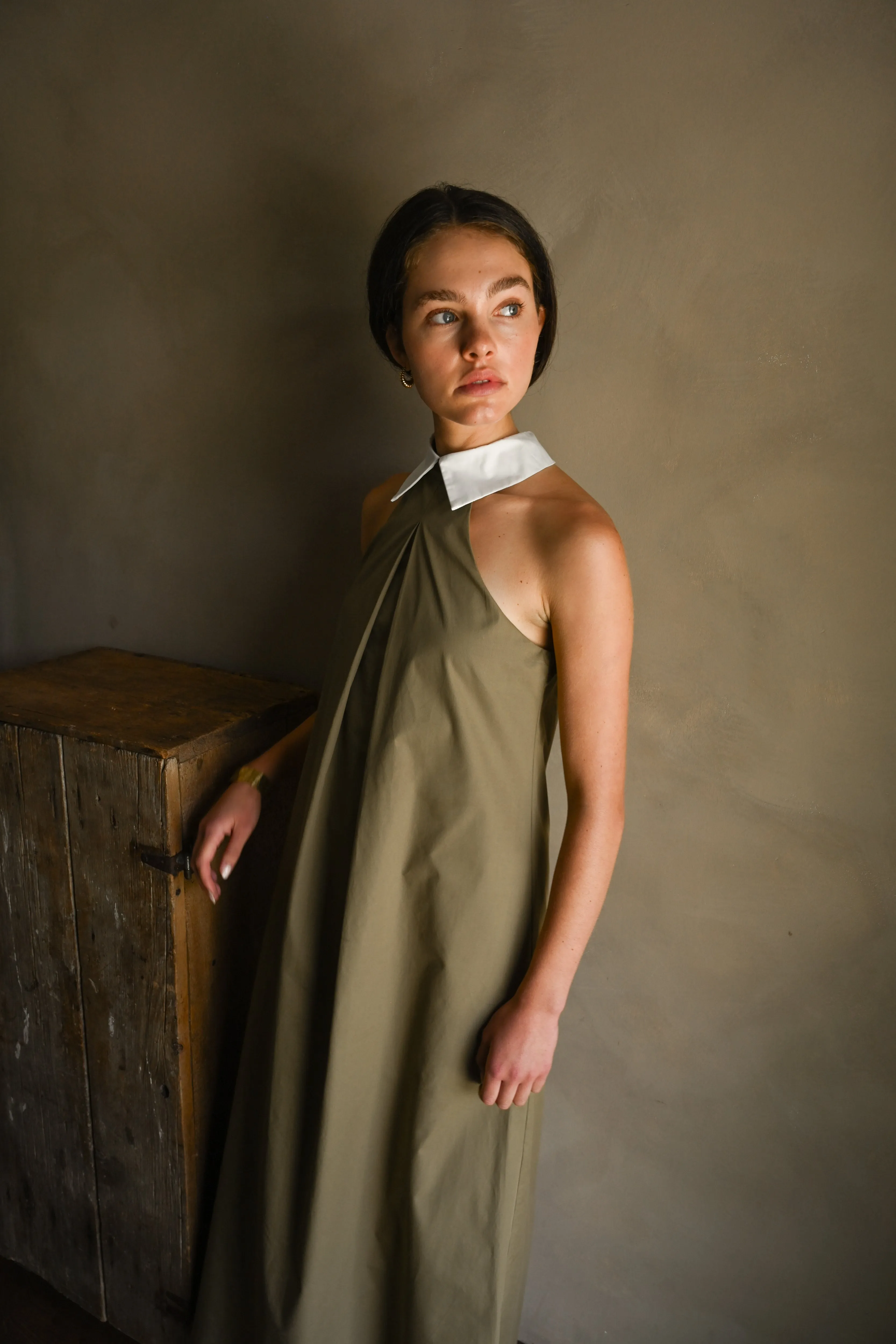 Reilly Cotton Poplin Dress — Olive sold by YLLW product image thumbnail 3