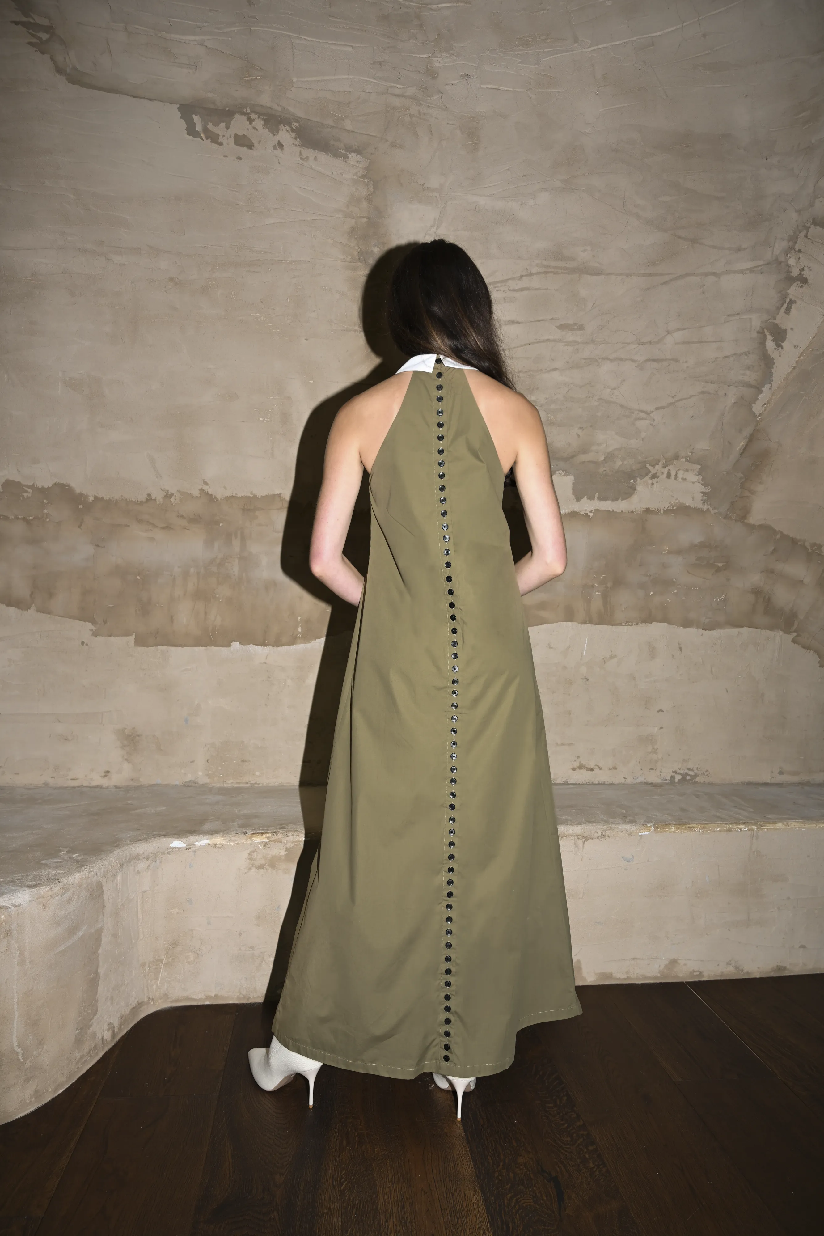 Reilly Cotton Poplin Dress — Olive sold by YLLW product image thumbnail 5
