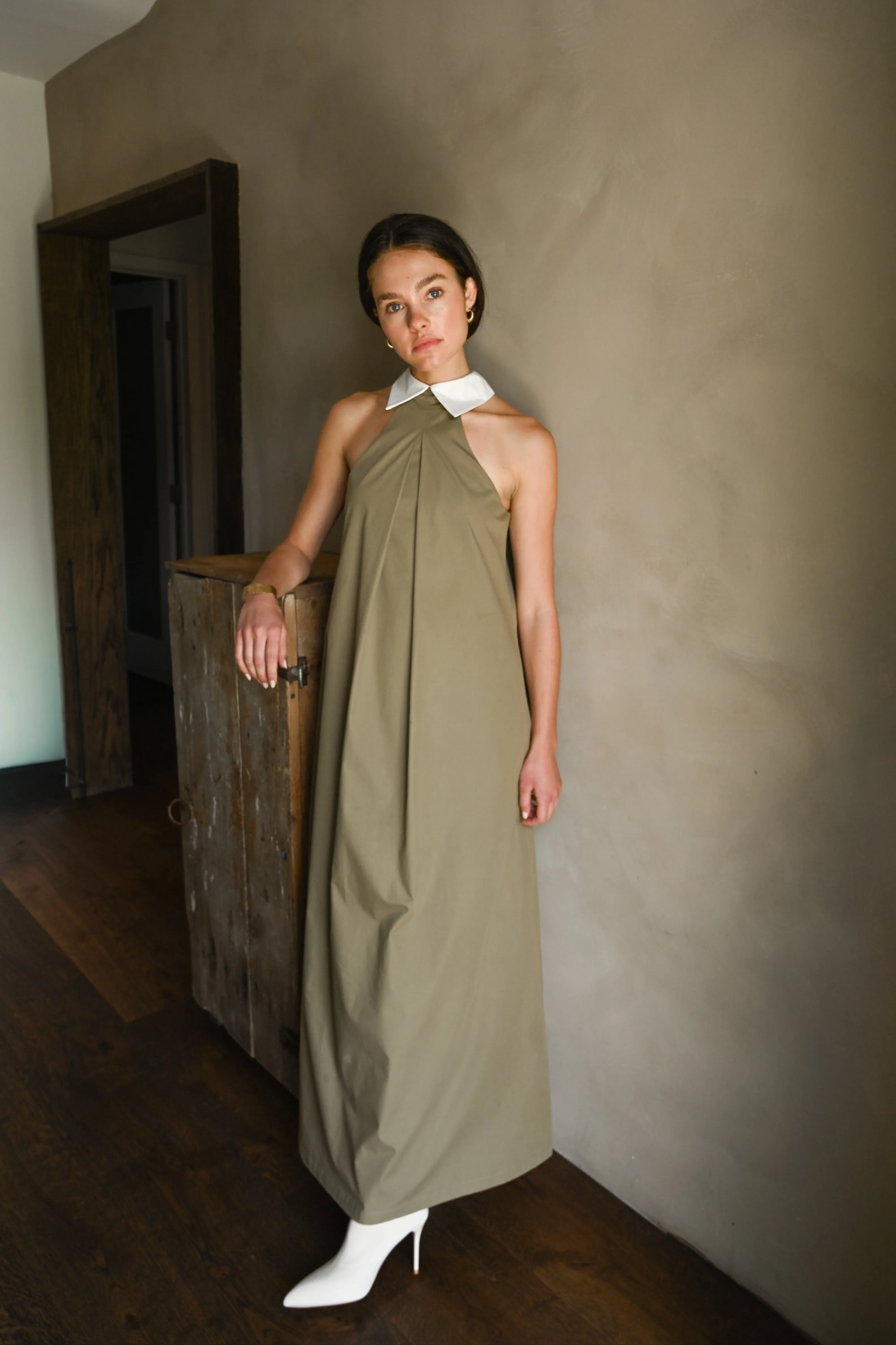 Reilly Cotton Poplin Dress — Olive sold by YLLW product image thumbnail 2