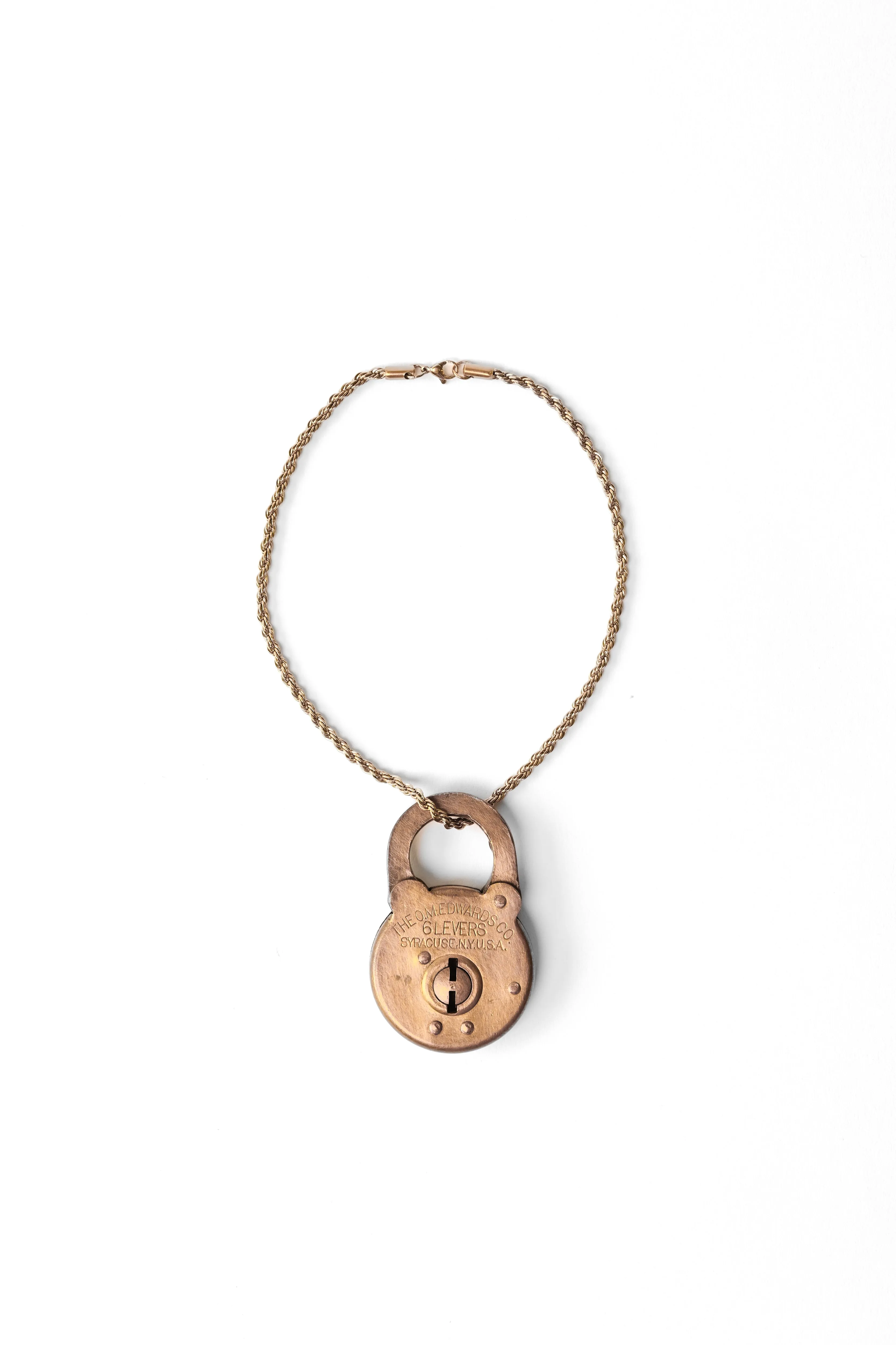 Upcycled Lock Necklace — Round Brass sold by YLLW product image thumbnail 2