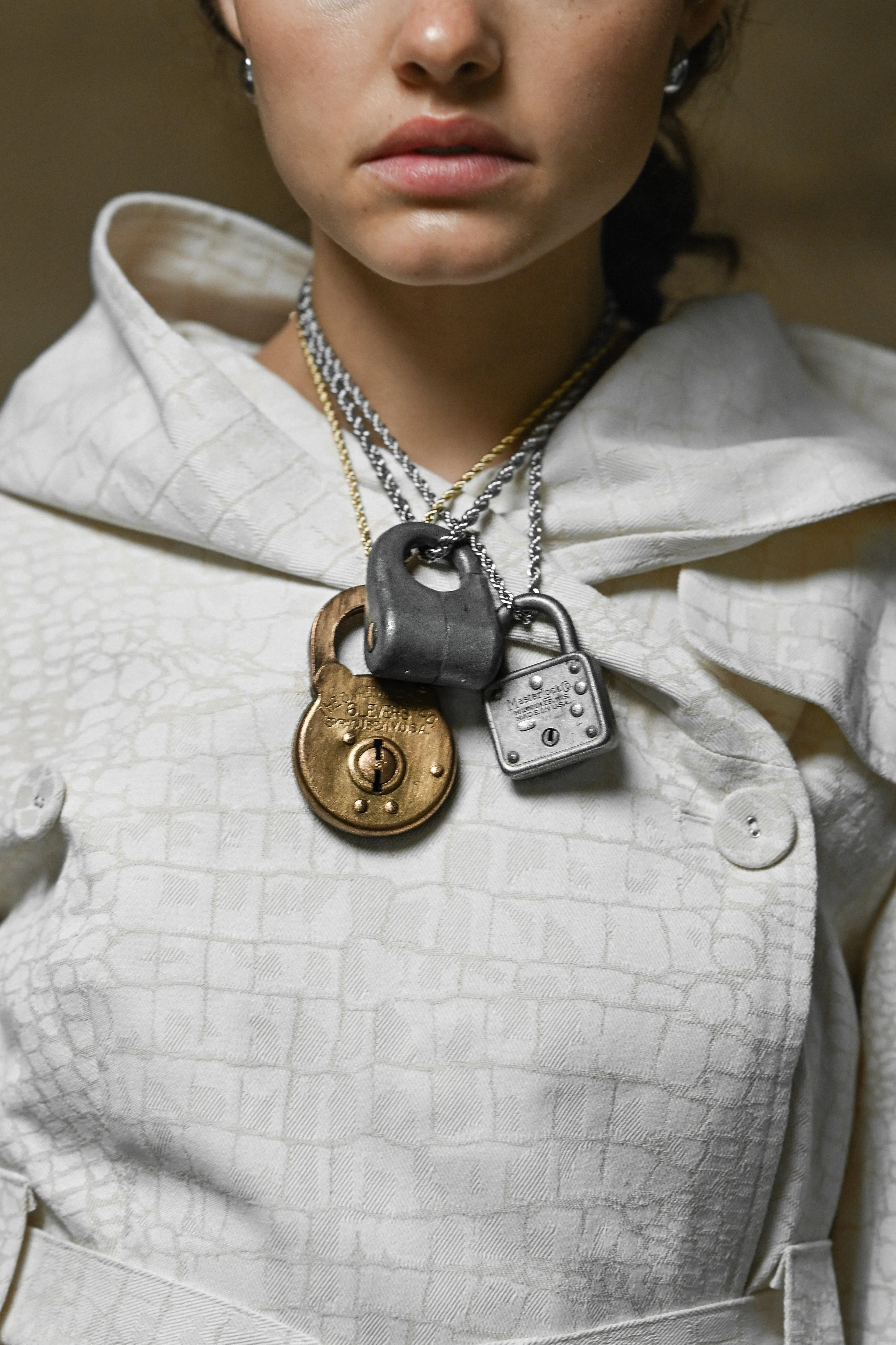 Upcycled Lock Necklace — Square Brass/Silver sold by YLLW product image thumbnail 4