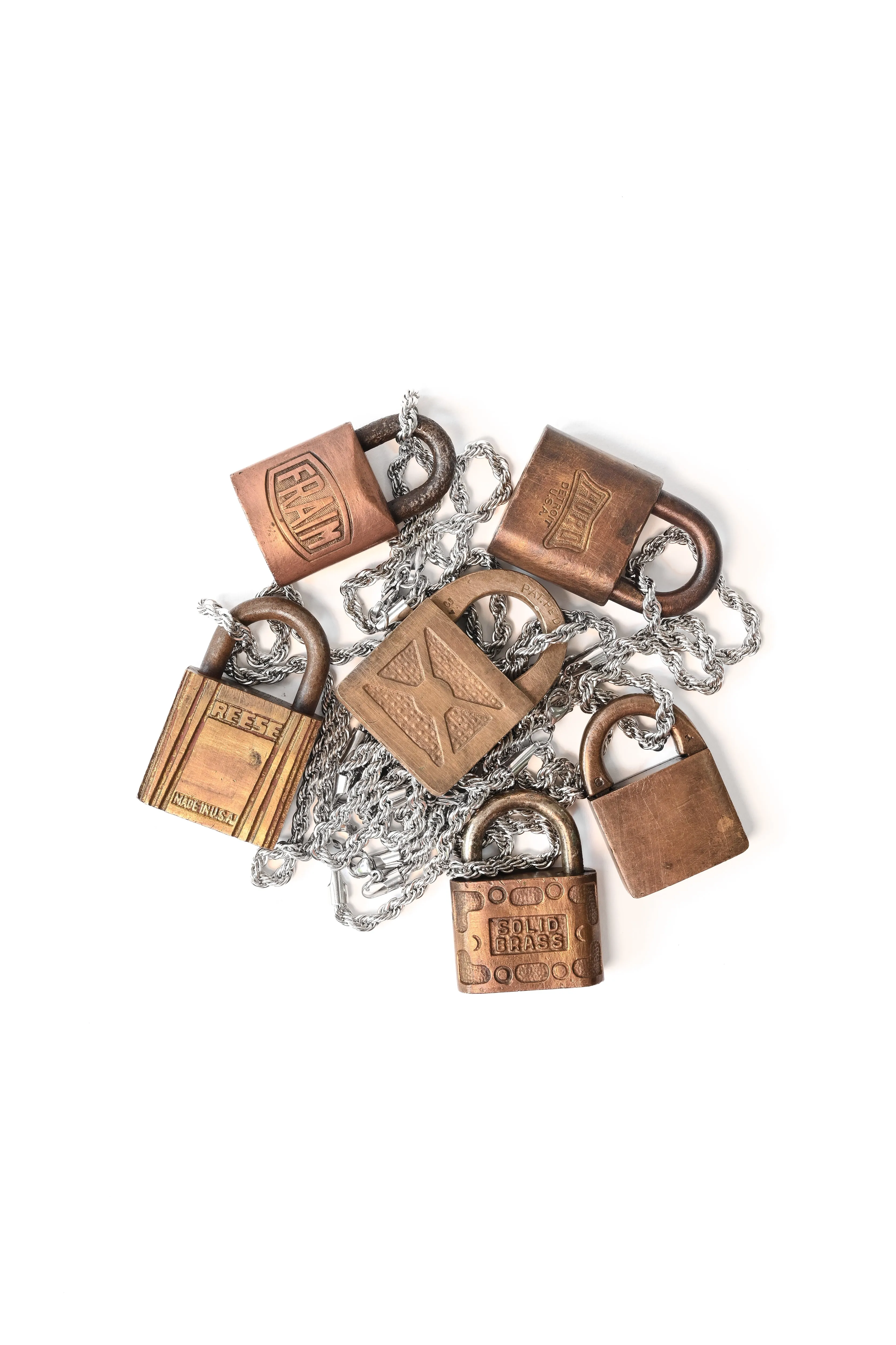 Upcycled Lock Necklace — Square Brass/Silver sold by YLLW