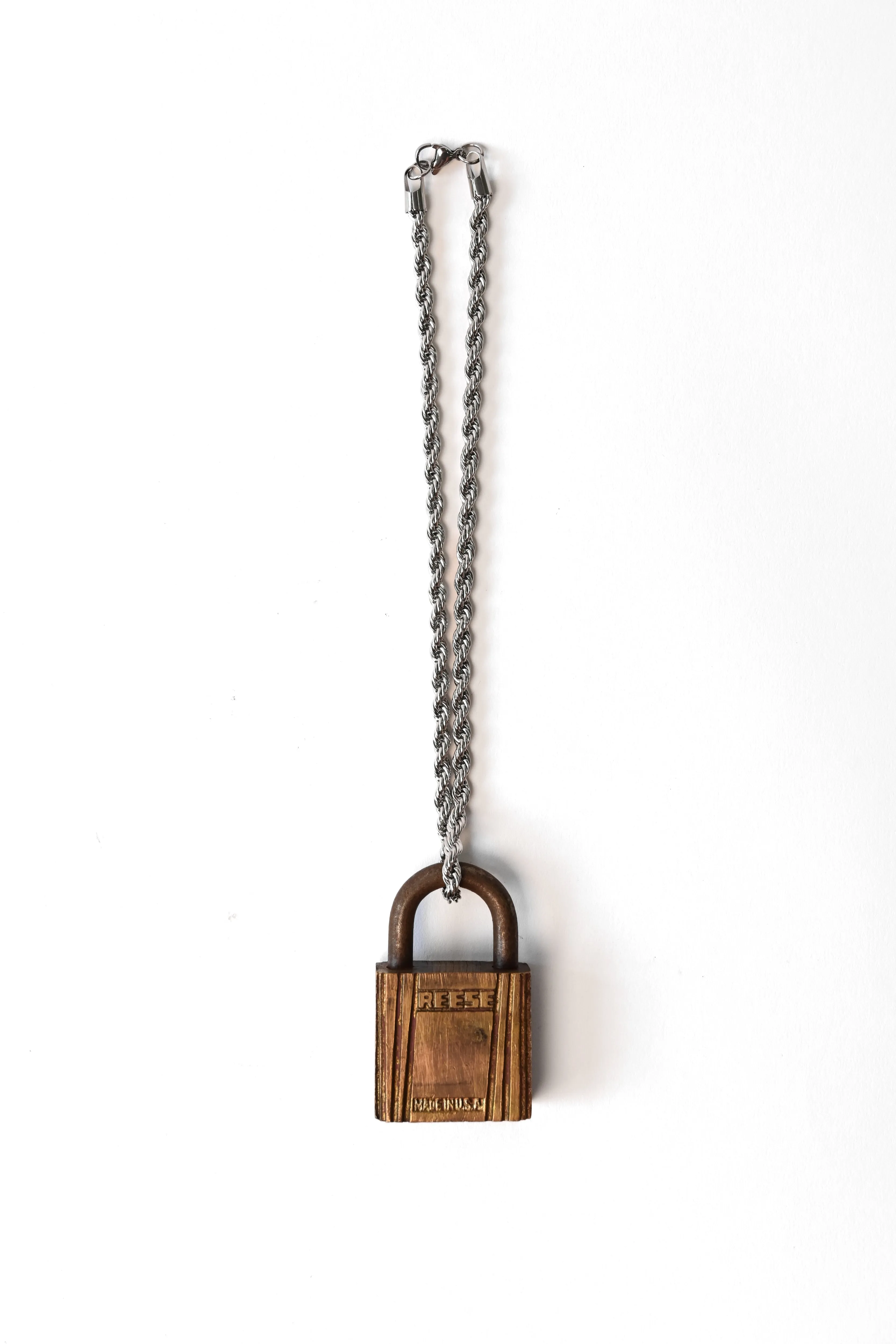 Upcycled Lock Necklace — Square Brass/Silver sold by YLLW product image thumbnail 3