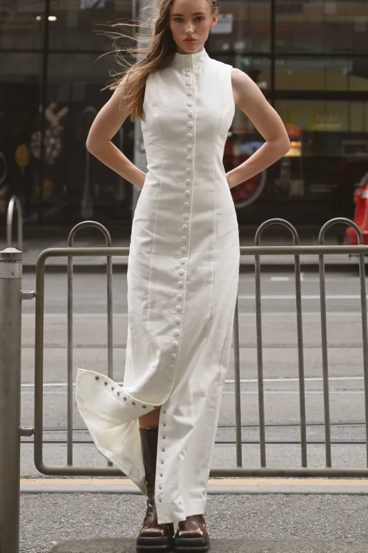 Rowan Linen Snap Dress sold by YLLW