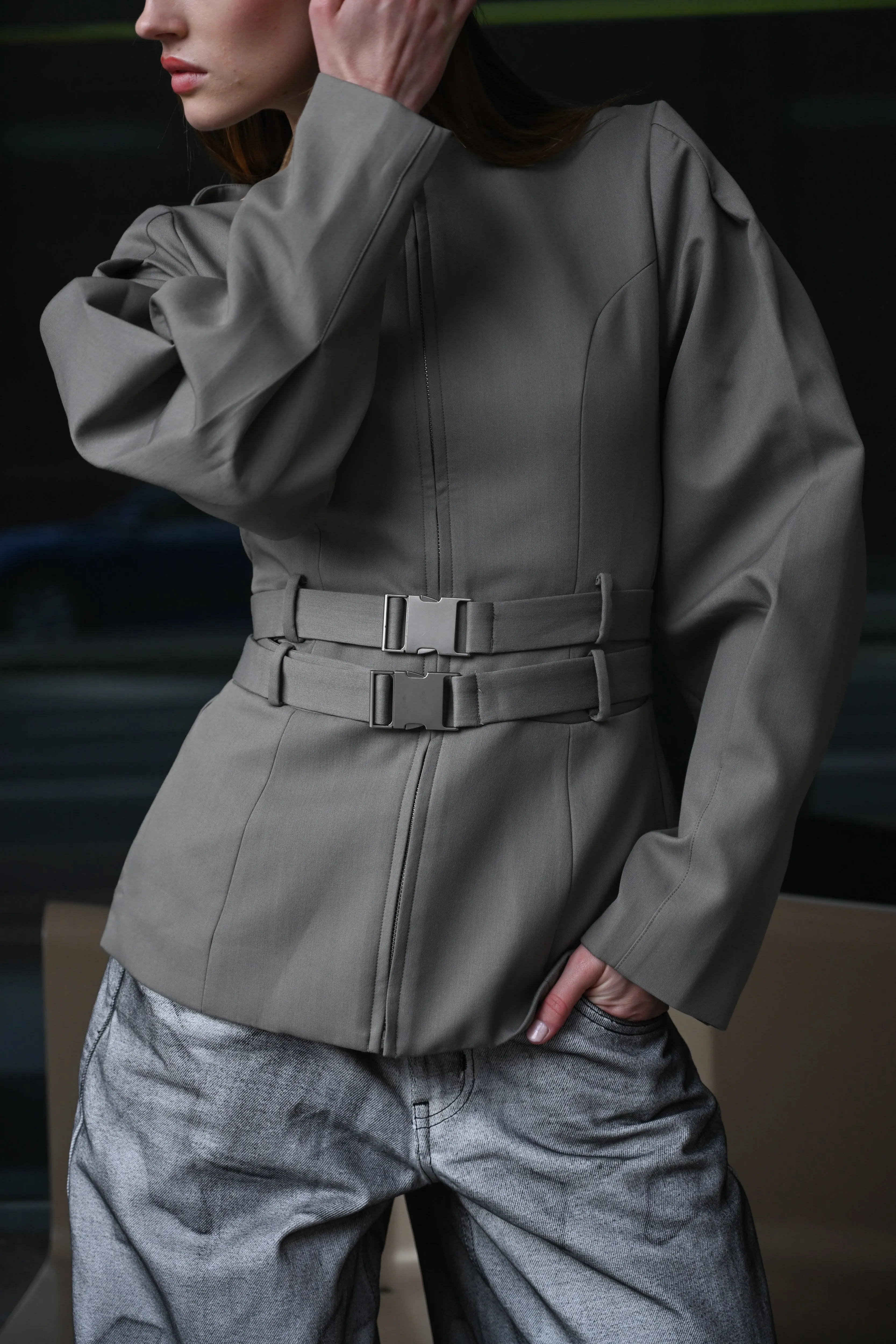Vyana Belted Jacket — Slate sold by YLLW product image thumbnail 3