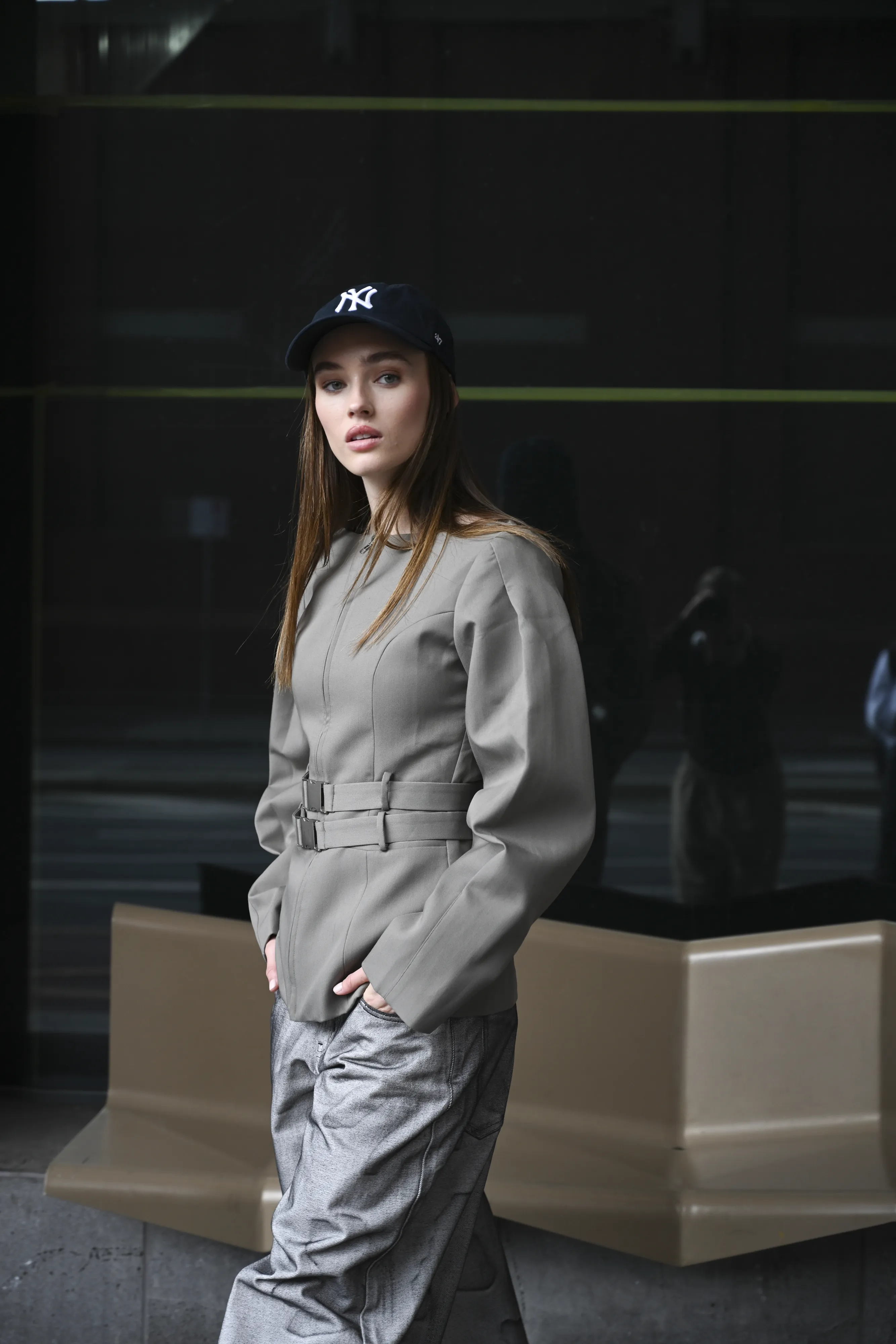 Vyana Belted Jacket — Slate sold by YLLW product image thumbnail 4