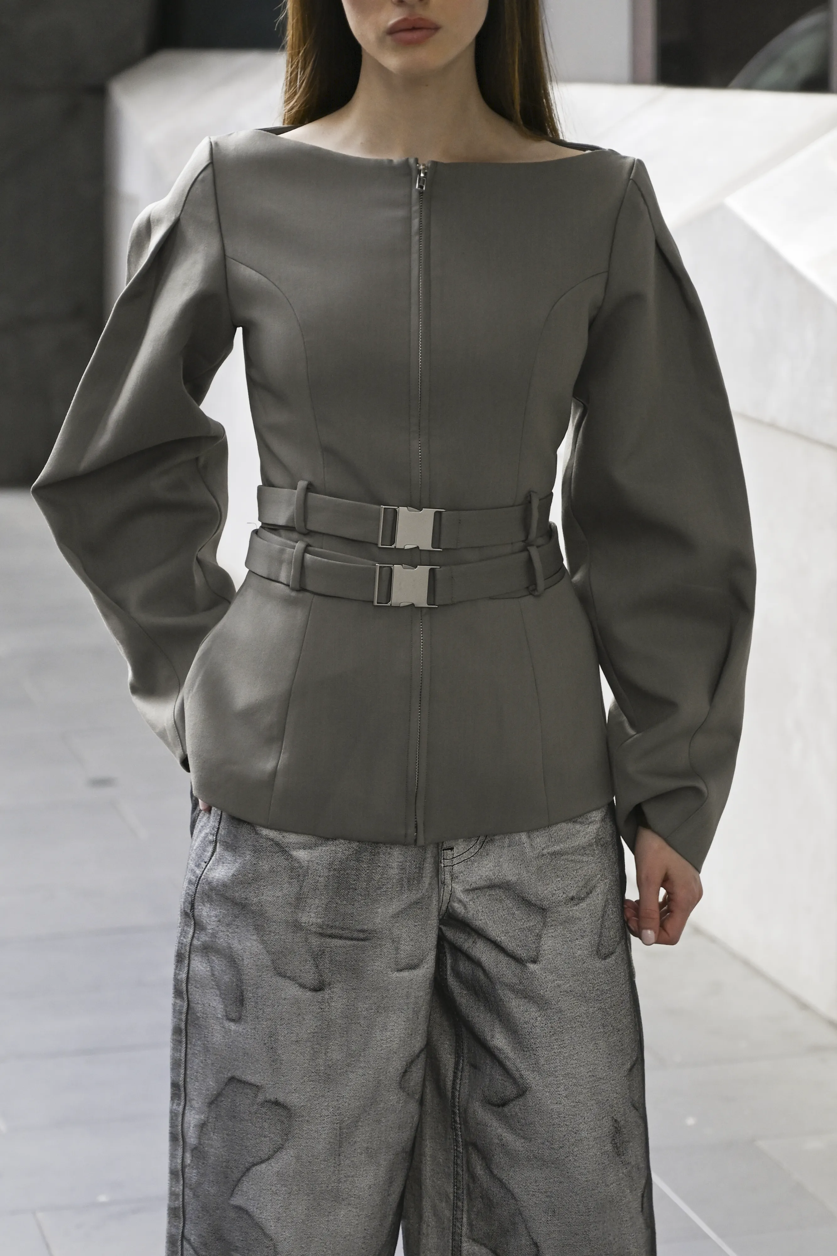 Vyana Belted Jacket — Slate sold by YLLW product image thumbnail 5