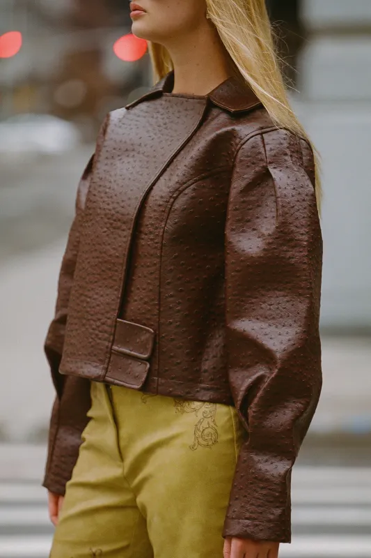 Oliver Ostrich Jacket — Mahogany sold by YLLW