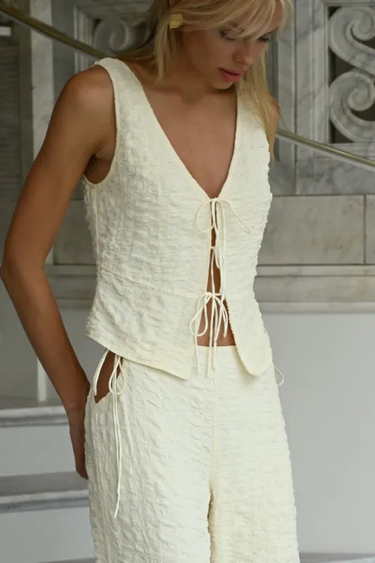 Tatum Bubble Tie Vest — Buttercream (Reversible) sold by YLLW