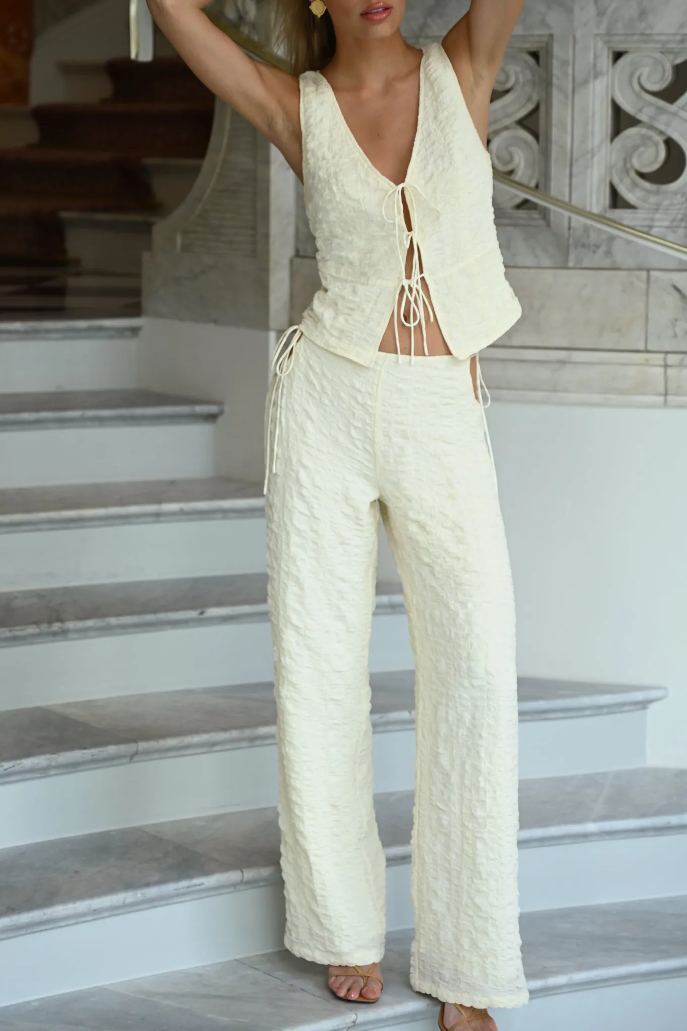 Tatum Bubble Tie Vest — Buttercream (Reversible) sold by YLLW product image thumbnail 5