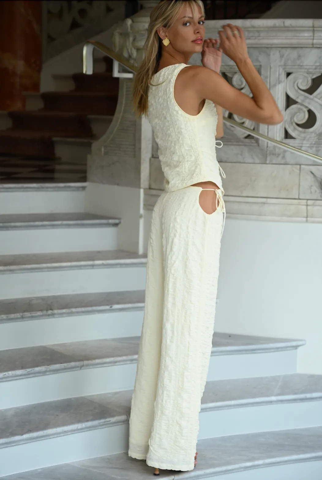 Tatum Bubble Tie Vest — Buttercream (Reversible) sold by YLLW product image thumbnail 3