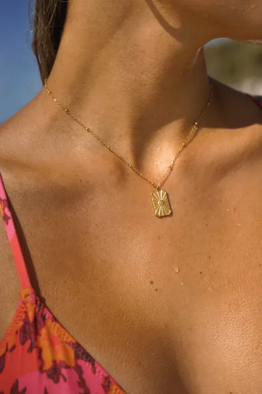 Here Comes the Sun Pendant Necklace — 14K Gold Plated sold by YLLW