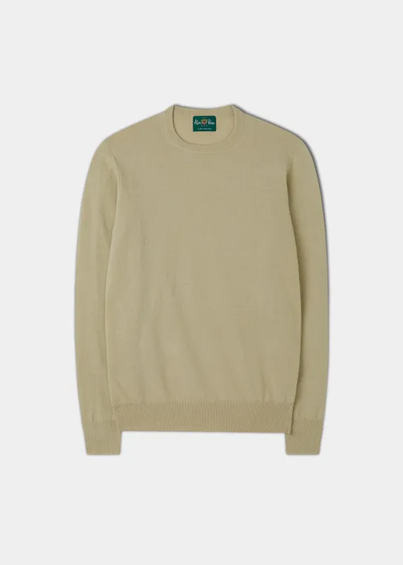 Men's Geelong Lambswool Crew Neck Jumper In Natural - Regular Fit sold by Alan Paine