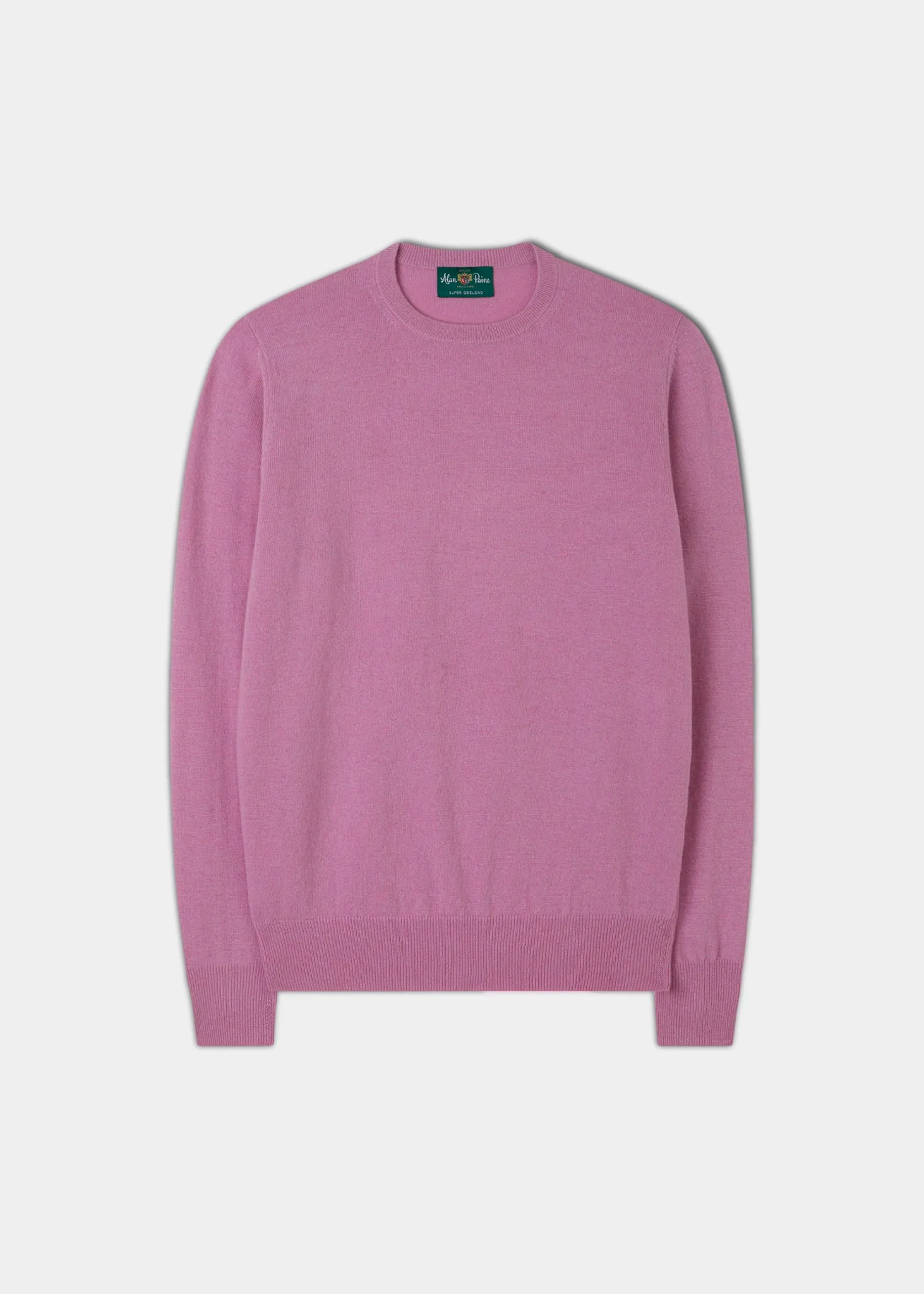 Men's Geelong Lambswool Crew Neck Jumper In Pink Haze - Regular Fit sold by Alan Paine
